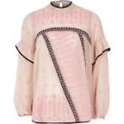 River Island Womens Embroidered Frill Sleeve Top