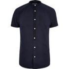 River Island Mens Twill Grandad Short Sleeve Shirt