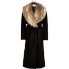 River Island Womens Longline Faux Fur Collar Robe Coat