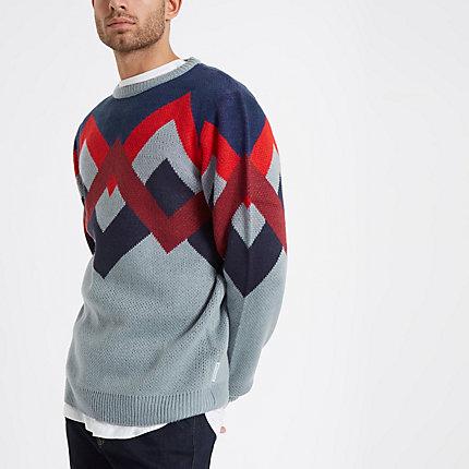 Mens Bellfield Jacquard Crew Neck Jumper