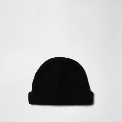 River Island Mensblack Roll Hem Fisherman Beanie