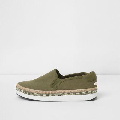 River Island Womens Espadrille Trim Slip On Plimsolls