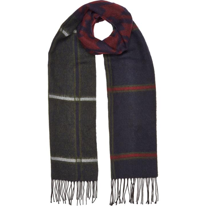 River Island Mensnavy Check Tasselled Scarf
