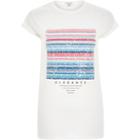 River Island Womens White Sequin Stripe Fitted T-shirt