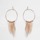 River Island Womens Rose Gold Tone Hoop Feather Earrings