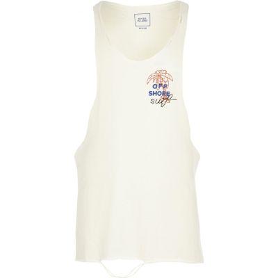River Island Mens White 'off Shore' Print Racer Back Vest
