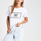 River Island Womens White Houndstooth Check Piped T-shirt