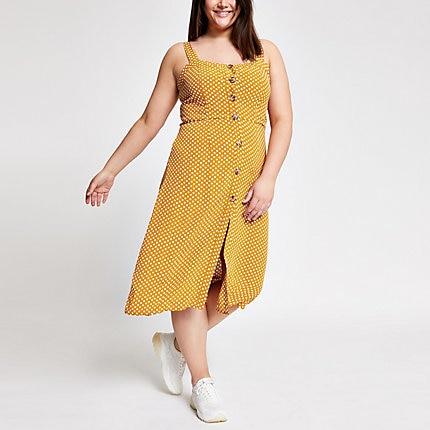 River Island Womens Plus Spot Print Button Front Dress