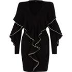 River Island Womens Embellished Frill Bodycon Mini Dress