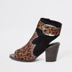 River Island Womens Animal Print Western Studded Shoe Boot