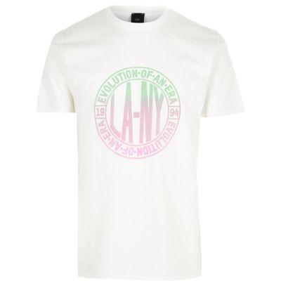 River Island Mens White Ombre Circle Short Sleeve T-shirt