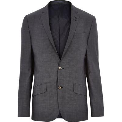 River Island Mens Herringbone Wool-blend Slim Suit Jacket