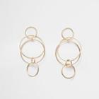 River Island Womens Gold Tone Interlinked Hoop Dangle Earrings
