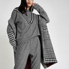 River Island Womens Jersey Check Tape Hoodie
