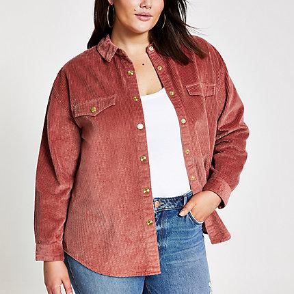 River Island Womens Plus Cord Long Sleeve Boyfriend Shirt