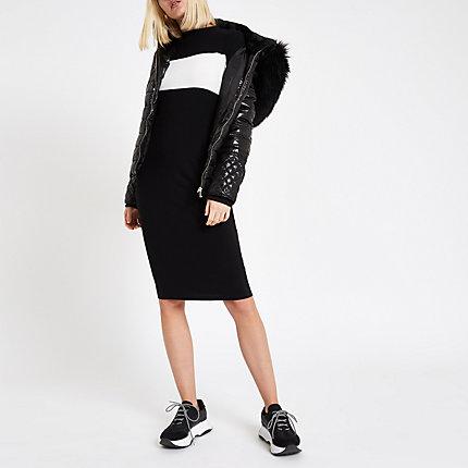 River Island Womens Colour Block High Neck Bodycon Dress