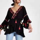 River Island Womens Tassel Embroidered Smock Top