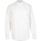 River Island Menswhite Waffle Grandad Collarless Shirt