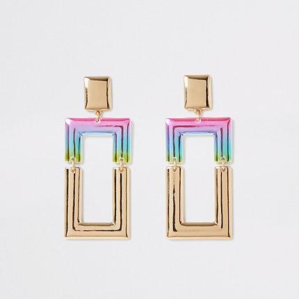 River Island Womens Gold Colour Ombre Rectangle Earring