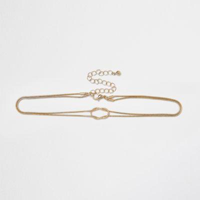 River Island Womens Gold Tone Snake Chain Loop Choker