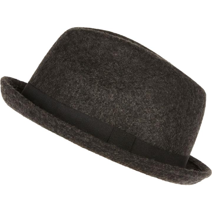 River Island Mensgrey Wool Trilby Hat