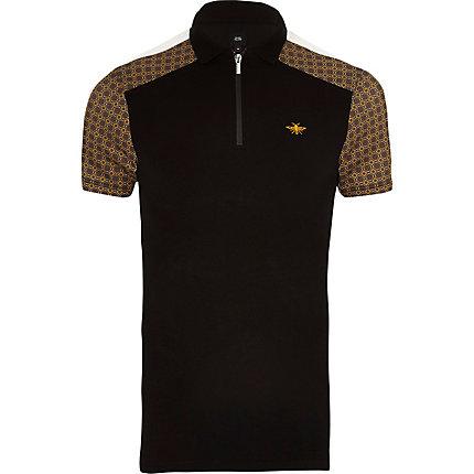 River Island Mens Geo Print Half Zip Top