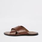 River Island Mens Leather Cross Strap Sandals