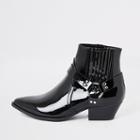 River Island Womens Patent Western Buckle Boots