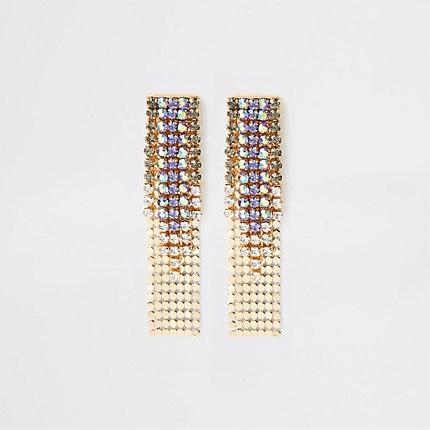 River Island Womens Gold Colour Ombre Cupchain Earrings