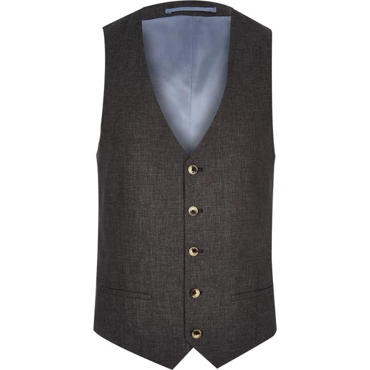 River Island Mensblack Linen Waistcoat