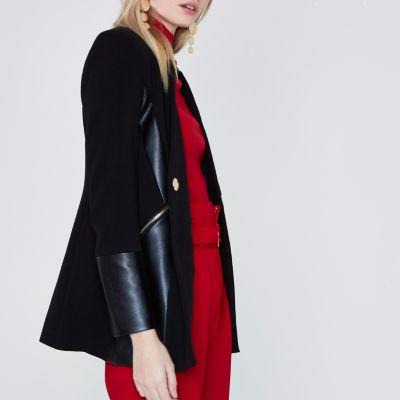 River Island Womens Faux Leather Panel Blazer
