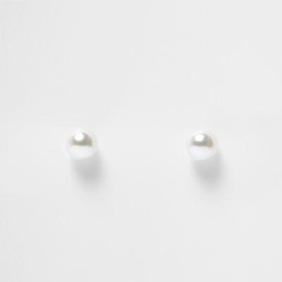 River Island Womens White Large Pearl Stud Earrings
