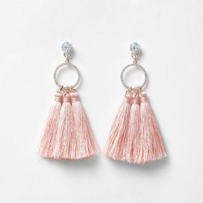 River Island Womens Triple Tassel Drop Earrigngs