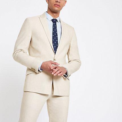 River Island Mens Linen Skinny Suit Jacket