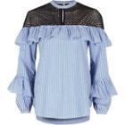 River Island Womens Stripe Frill Lace Long Sleeve Top