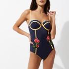 River Island Womens Floral Applique Balconette Swimsuit