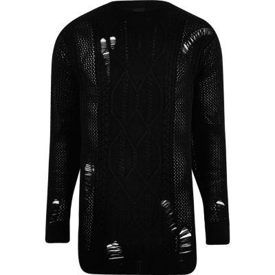 River Island Mens Mesh Cable Knit Oversized Sweater