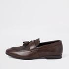 River Island Mens Leather Check Print Tassel Loafers