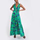 River Island Womens Floral Tie Back Plunge Maxi Dress