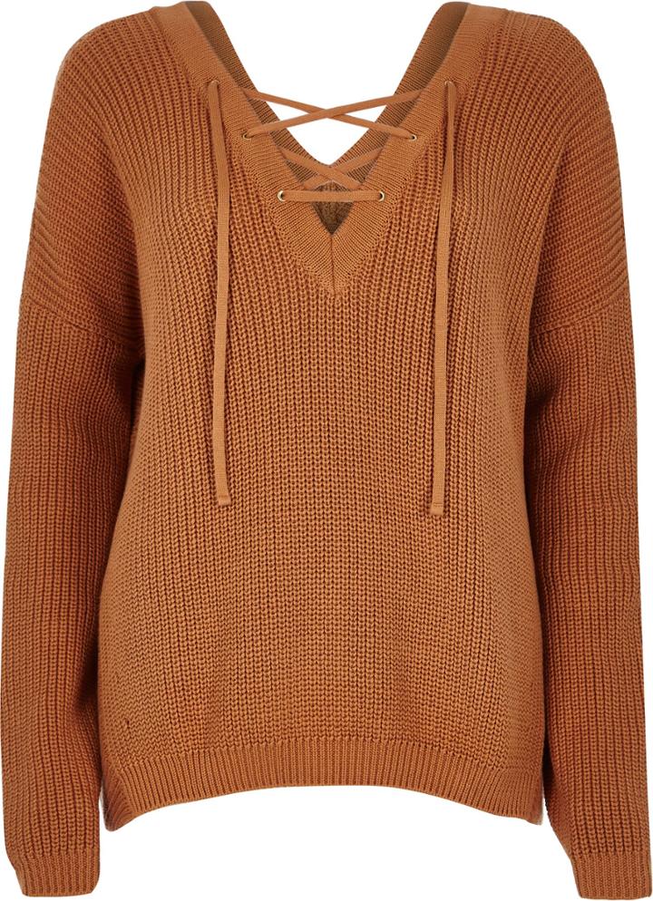 River Island Womens Knitted Tie-up Neck Jumper