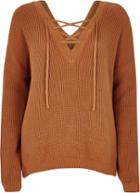 River Island Womens Knitted Tie-up Neck Jumper