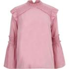 River Island Womens Shirred Frill High Neck Blouse