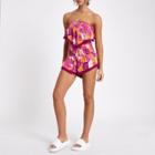 River Island Womens Tropical Print Shirred Tassel Shorts