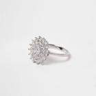 River Island Womens Silver Tone Cubic Zirconia Flower Ring