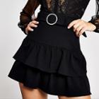 River Island Womens Ruffle Diamante Belted Mini Skirt