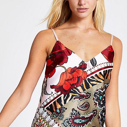 River Island Womens Floral Print Satin Pyjama Short