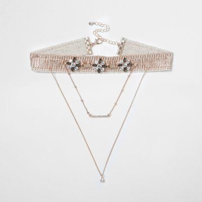 River Island Womens Rose Gold Tone Drape Chain Choker