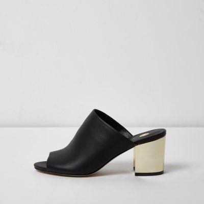 River Island Womens Gold Heel Mules