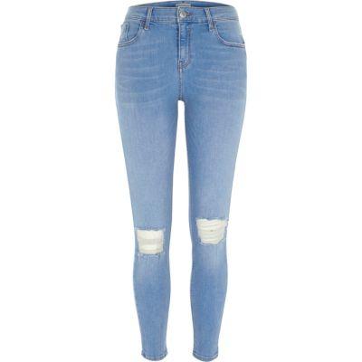 River Island Womens Bright Ripped Amelie Super Skinny Jeans