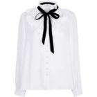 River Island Womens White Frill Neck Pussybow Blouse